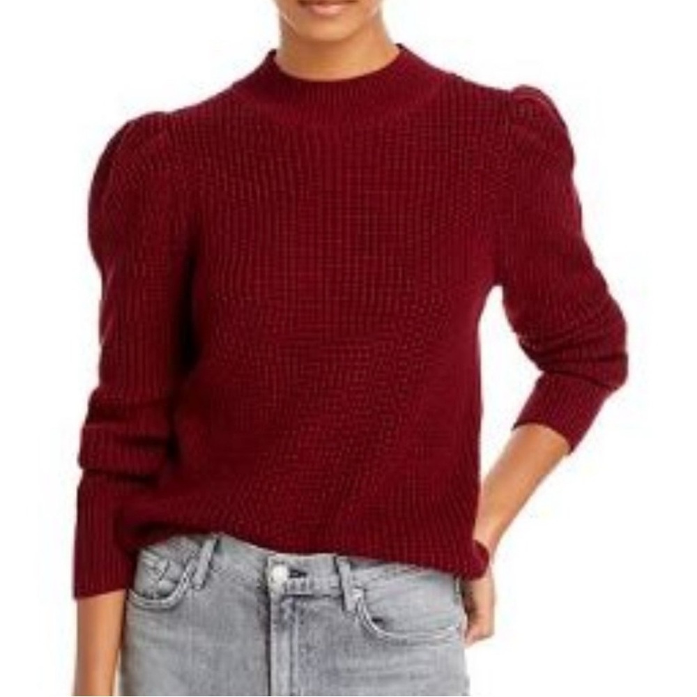AQUA Maroon Puff Sleeve Cotton Sweater M